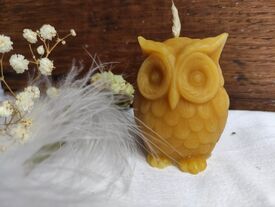 Photo d'une bougie hibou en cire
