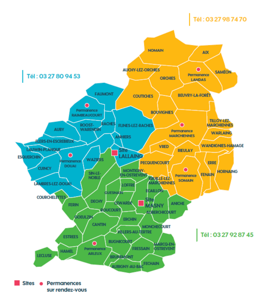 Carte des sites du CLIC du Douaisis